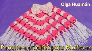 Poncho tejido a crochet para Muñecas paso a paso [upl. by Marcelline]