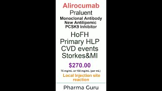 Alirocumab Praluent  in a nutshell  pronunciation  Class  Indication  US boxed Warning [upl. by Hoover]