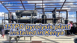 DOING pyrolysis machine project in 【kenya 】Waste tyre to fuel oil recycliing production line [upl. by Esaele330]