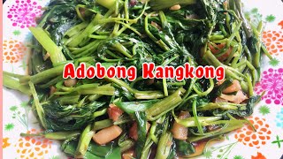 How to Cook Adobong Kangkong including its Stalk in Small Chopped Pork with Oyster Sauce [upl. by Aciret407]