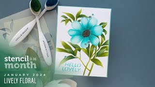 Spellbinders January 2024 Stencil of the Month – Lively Floral [upl. by Atiuqehc559]