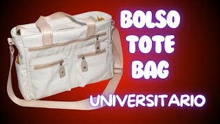 Como hacer un BOLSO UNIVERSITARIO Tote bag  moldes gratis PDF  y moldes para dibujar [upl. by Anilys]