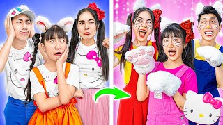 Baby Doll Family Became Hello Kitty Family  Funny Stories About Baby Doll Family [upl. by Atteuqram113]