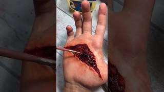 The most dangerous cut trick on the hand  Cinematic makeup sfx sfxmakeup youtubeshorts shorts [upl. by Kassi]