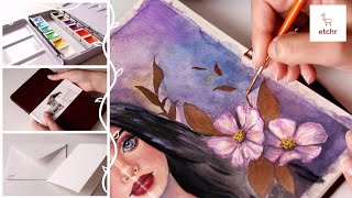 Review de acuarelas metalizadas sketchbook acordeón y tarjetas de felicitación ft ETCHR ✨ [upl. by Basham102]