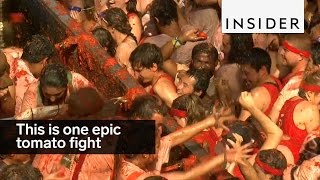 This is one epic tomato fight [upl. by Kong]