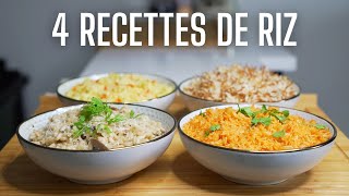 4 DELICIEUSES RECETTES DE RIZ POUR ACCOMPAGNER VOS PLATS  facile et rapide [upl. by Nhguaved]