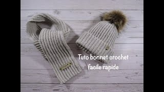 TUTO BONNET CROCHET FACILE ET RAPIDE spécial débutante [upl. by Hertha]