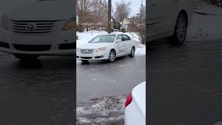 Car cant brake on ice😱shorts [upl. by Kyl]