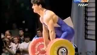 Pyrros Dimas Clean bar path slow motion [upl. by Verena]