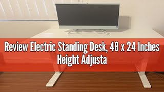 Review Electric Standing Desk 48 x 24 Inches Height Adjustable Desk Sit Stand up Desk for Work Off [upl. by Laundes340]