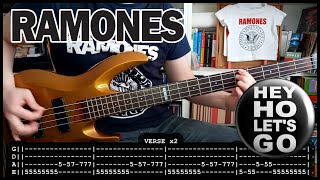 RAMONES  Blitzkrieg bop ONLY BASS cover with TABS lyrics  PDF [upl. by Ashleigh]