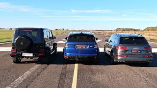 DRAG RACE RANGE ROVER SVR VS AUDI SQ7 VS G63 AMG [upl. by Kcinom]