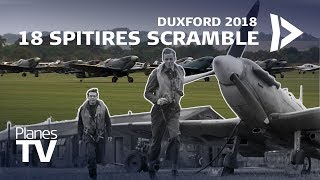 18 Spitfires Scramble  Duxford Battle of Britain Airshow 2018 [upl. by Dibbrun73]