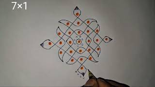 71 dots Easy Tuesday Rangoli Special Kolam Design Daily Rangoli Muggulu [upl. by Emerson665]