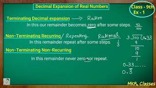 Decimal Expansion of Real Numbers Class  9th CBSE NCERT [upl. by Moule]