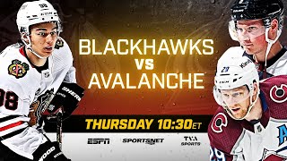 Bedard Blackhawks face MacKinnon Avs TONIGHT [upl. by Lowell644]