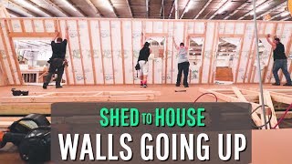 Converting a Shed into a House  Raising the Walls [upl. by D'Arcy]