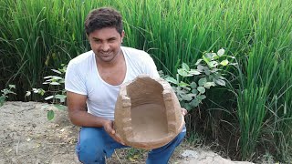 How to make Movable clay stove 💚Mitti ka desi Chulha💖Primitive Technology ❤MY Village Food Secrets [upl. by Attebasile]