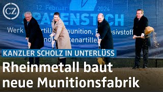 Kanzler Scholz in Unterlüß Rheinmetall baut neue Munitionsfabrik im Landkreis Celle [upl. by Ahsemal383]