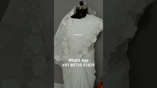 white organdy embroidery saree available for order whats app 91 80729 37829 saree [upl. by Einwat]