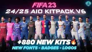 2425 AIO Kits V6 Mod For FIFA 23 880 New Kits  Fonts  Badges  TU171 [upl. by Eelirak912]