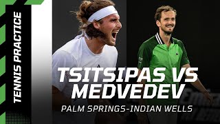 Daniil Medvedev vs Stefanos Tsitsipas Indian Wells tennis practice 🌴 tennis tennisplayer [upl. by Joelly300]