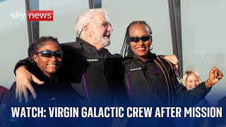 Virgin Galactic crew speak after completing first private astronaut mission [upl. by Anagnos]