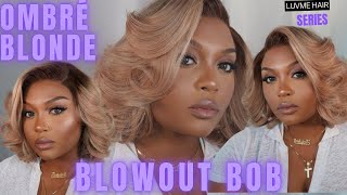 Ombre Ash Blonde Layered Bob Blowout Style Minimalist HD PreCut Lace Glueless Short Wig [upl. by Livesay]