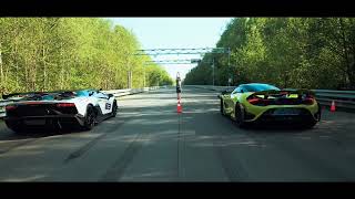 McLaren 765LT Vs Lamborghini Aventador SVJ DRAG RACE [upl. by Salohcin571]