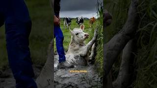 Calf fights mud exhausted and desperate for rescue cow shortsviral nature wildlife rescue [upl. by Domeniga508]