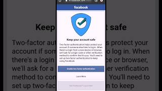 Keep Your Account Safe Probelm Solved  Fb two factor problem  Enable two factor authentication [upl. by Meriel]