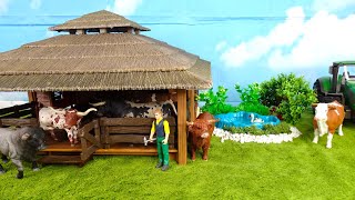 DIY Tractor farm Diorama Cattle farm for BULLS  HouseCowsBullsVacasMuccheSheepHorse [upl. by Giovanna]