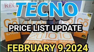 TECNO PRICES UPDATE SPARK GO 2024GO2023SPARK1010PROSPARK20CSPARK20SPARK20PROPOVA5PRO5G [upl. by Gerik]