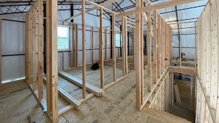 40 x 60 Metal building  DIY 2nd floor framing pt 2 [upl. by Kyla512]