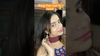 Durga Puja Look for Sasthi shorts makeup ashortaday grwm [upl. by Notnarb]