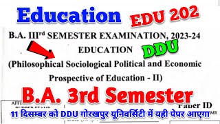 BA 3rd semester education question paper  ba 3rd semester edu 202  ba 3rd semester education [upl. by Varden]