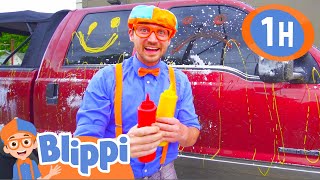 Learn to Wash Toy Trucks with Blippi  1 HOUR BEST OF BLIPPI  Blippi Toys  Educational Videos [upl. by Ajan478]