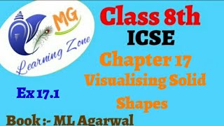 Class 8th ICSE Math Ch 17 Visualising Solid Shapes Ex 171 [upl. by Horter]