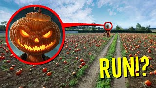 DRONE CATCHES PUMPKIN MAN AT HAUNTED PUMPKIN PATCH SCARY [upl. by Grounds583]