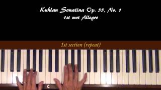 Kuhlau Sonatina Op 55 No1 1st mvt Piano Tutorial [upl. by Nimoynib]