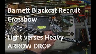 Barnett Blackcat Recruit Crossbow Light verses Heavy Arrow Trajectory [upl. by Eidnas]