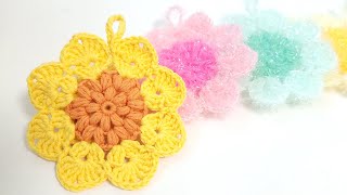 수세미뜨기 쉬운 단면 꽃수세미Crochet flower Crochet dish scrubber [upl. by Llenrod176]