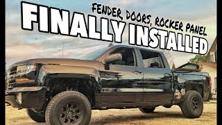 2017 Silverado Project  Rocker panel doors fenders installed [upl. by Anaxor579]