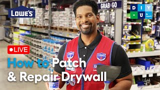 How to Patch and Repair Drywall  DIYU by Lowes [upl. by Eilliw812]