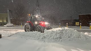 Massey Ferguson Tractor Plowing Deep Snow [upl. by Wren]