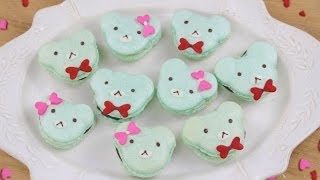 How to Make Valentines Day Bear Macarons [upl. by Osnohpla]