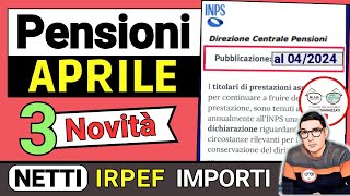 PENSIONI APRILE 2024 ➡ NOVITà E ANTEPRIMA IMPORTI CEDOLINI ARRIVATI PER CHI IRPEF AUMENTI CONGUAGLI [upl. by Nosoj]