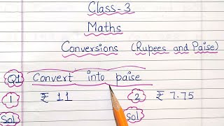 Convert Rupees Into Paise  Class 3 Maths Chapter Money [upl. by Flynn]