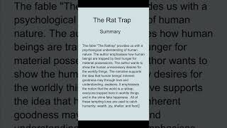 The rattrap class 12  the rattrap class 12 summary [upl. by Aremihc]